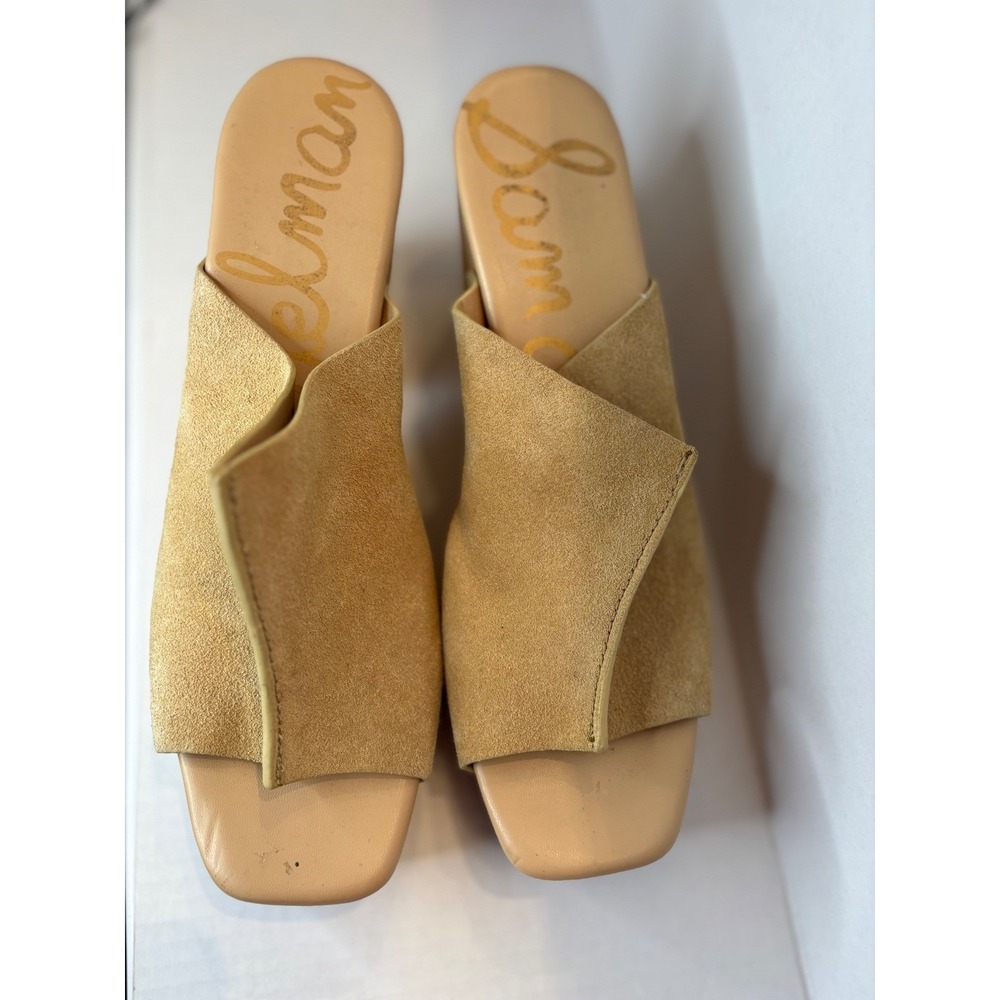 Sam Edelman Womens Tan Suede Wooden Platform Clog Sandals Studded Heel Size 10 - Picture 3 of 5